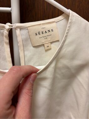 Sézane Women's Cream Silk Top